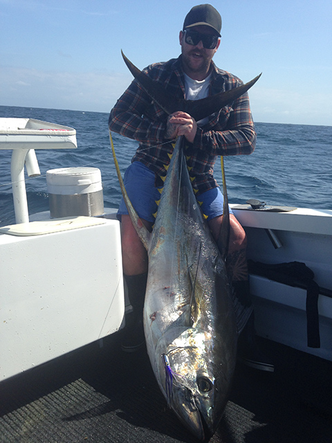ANGLER: Shane Groot SPECIES: Yellowfin Tuna  WEIGHT: 62kg LURE: JB Lures 8" Little Chopper.